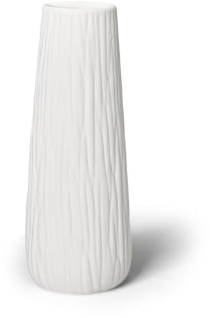 Vaso in Ceramica Bianca, 22 cm Vaso Moderni Decorativo per Erba della Pampa e Fiori Secchi, Stile Nordico Vaso Fiori per Tavolo, Soggiorno, Camera e Ufficio