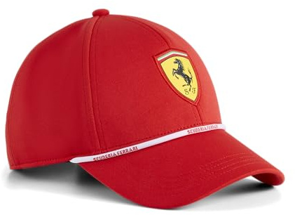 PUMA Scuderia Ferrari F1 Kinder Classic Logo Kappe | Es zeigt ein TPU-Ferrari-Logo und ein besticktes PUMA-Logo, Gebogene Krempe mit verstellbarem hinteren Verschluss