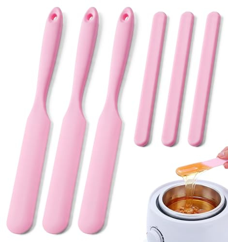 6 Pcs Waxing Sticks, Wax Spatulas Set Silicone Wax Stick Applicator | 14cm Stir Sticks, & 24cm Spatula Scrapers, for Waxing