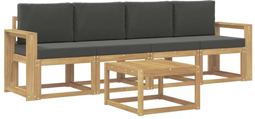 vidaXL Outdoor-Sofagarnitur mit Kissen 5 pcs Weiß und Anthrazit, Garten, modernes Outdoor-Sofa, gemütliche Lounge-Sitzgruppe für Terrasse