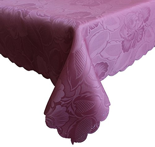 Damast Tischdecke 80x80cm Tischtuch Tischwäsche Tafeltuch Jacquard Eckig Rosen (Altrosa)