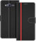 COODIO Phone Case For Samsung Galaxy J5 2015, Magnetic Flip Leather Case For Samsung Galaxy J5 2015 Wallet Case, Black/Red