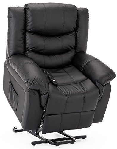 More4Homes SEATTLE ELECTRIC RISE RECLINER BONDED LEATHER ARMCHAIR SOFA HOME LOUNGE RISER CHAIR (Black)
