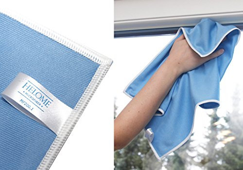 HELOME 10X Microfaser Glastuch 40x40cm f. Nass- und Trockenreinigung von glatten Oberflächen | Fenstertuch für Glas, Scheiben, Spiegel für streifenfreie Oberflächen | Hohe Saugkraft