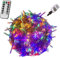 VOLTRONIC LED Lichterkette, IP44, Modell- und Farbwahl, 50 LEDs, Transparentes Kabel, bunt, Fernbedienung