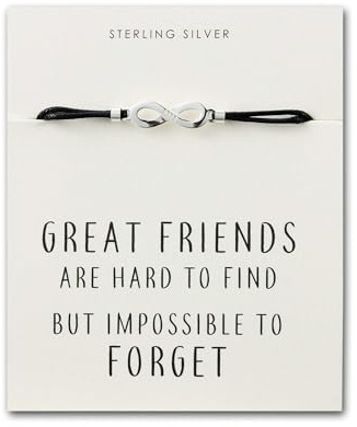 Philip Jones Sterling Silver Friendship Quote Corded Infinity Bracelet