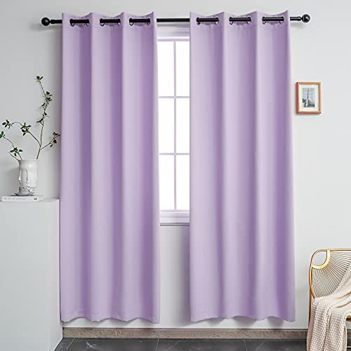 YGO Lilac Blackout Curtains for Girls Room Darkening Thermal Insulated Living Room Curtain Panels for Bedroom Window Treatment Set Grommet Top 1 Pair W 52 x L 84 inches