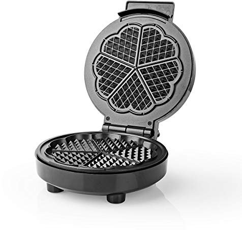 Waffeleisen - 5 Heart shaped waffles - 19 cm - 1000 W - Automatischer Temperaturkontrolle - Aluminium/Kunststoff