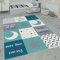 Paco Home Kinderteppich, Kinderzimmer Teppich m. Stern, Mond u. Karo Motiven, Grösse:120x160 cm, Farbe:Türkis