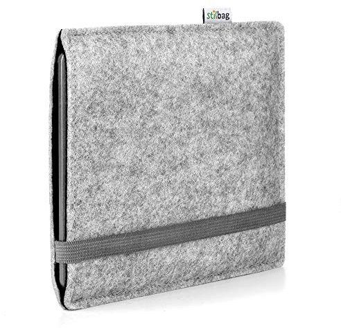 stilbag e-Reader Hülle Finn für Amazon Kindle Oasis (10. Generation) | Wollfilz hellgrau/schwarz | Schutzhülle Made in Germany