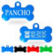 Ibera Gifts - Chapa Perro Grabada en Forma de Hueso para Perros y Gatos Pequeños a Medianos, Placa Perro Personalizada, Aluminio Brillante, Tamaño 30 x 15 mm (Azul)