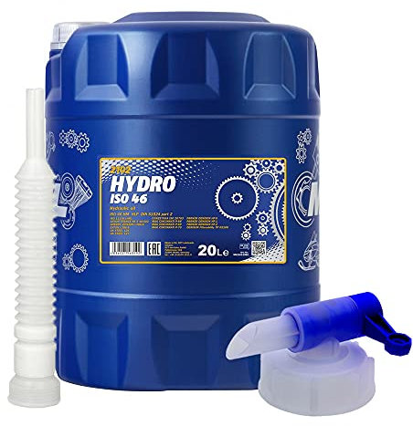 20 Liter, MANNOL HYDRO ISO 46 HYDRAULIKÖL + SCHLAUCH + HAHN