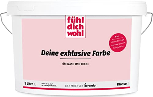 Fühl Dich Wohl Wandfarbe Rosa Flamingo hohe Deckkraft matt hochdeckend 5l | Für Wände, Decken, Putz, Tapete & Altanstriche, hohe Deckkraft, geruchsarm, tropfgehemmt, Renovierung & Neuanstrich
