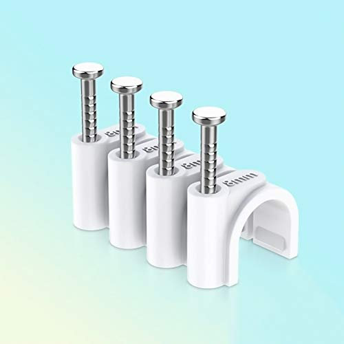 Grapas Cable Pared,100 PCS Clips de Cable Redondo Abrazadera para Cable Gestión de Cables Canaleta Cables con Clavo de Acero Clip para Cable para Paredes Oficina Hogar Cocina Fijación 8MM