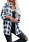 Onsoyours Femmes Chemisier Rayures Carreaux Surchemise en Laine Chemisier Carreaux Femme Chemise Bucheron Ecossaise Blouse Gilet T Shirt Casual Vintage Blanc L