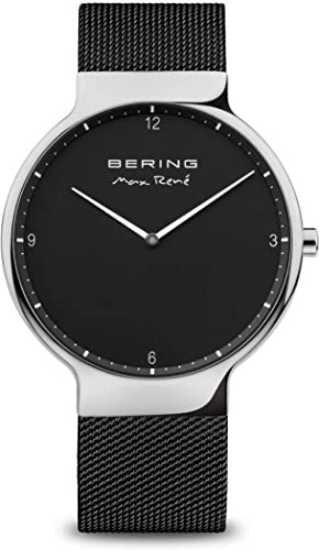 Bering Herren Quarz Uhr | Armbanduhr 40 mm Edelstahlgehäuse und Zifferblatt | Milanaisearmband | Saphierglas | 5 ATM | 15540