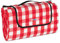 Relaxdays XXL Picknickdecke, 200 x 200 cm, Fleece Stranddecke, wärmeisoliert, wasserdicht, mit Tragegriff, rot/weiß