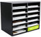 EasyPAG Wood Desktop 6 Tier 12 Compartments A4 Filing Tray Office Desk Tidy Mail Sorter File Holder Paper Organiser Magazine Storage Rack,Black