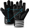 FINGER TEN Fitness Handschuhe Handgelenkschutz Trainingshandschuhe Herren Kraftsport Fitnesshandschuhe Halbfinger Sporthandschuhe Gewichtheben Bodybuilding Gym (Halbfinger Schwarz, L)