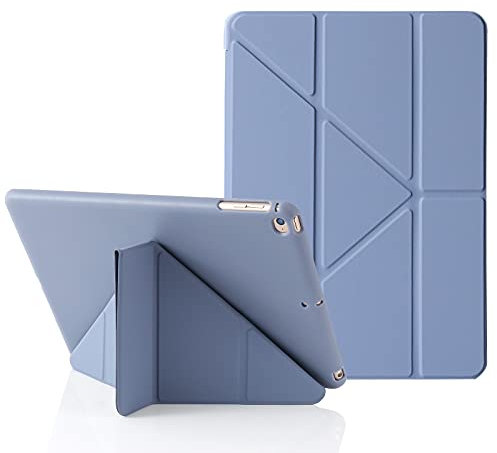 MuyDoux Funda Origami para iPad 9,7 Pulgadas 6ª/5ª Generación (2018/2017), y Compatible con iPad Air 1 (2013) / iPad Air 2 (2014), 5 en 1 Múltiples Ángulos de Visión, Auto Sueño/Estela, Gris Azulado