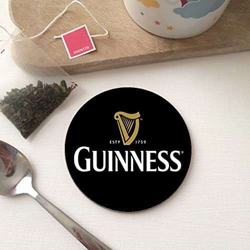 BigBazza Round Circle Wood Gift Coaster Coffee Tea Office Kitchen Novelty Cup Work Mug - Guinness Stout Ire Black Drink Bar Pub Shed inspired