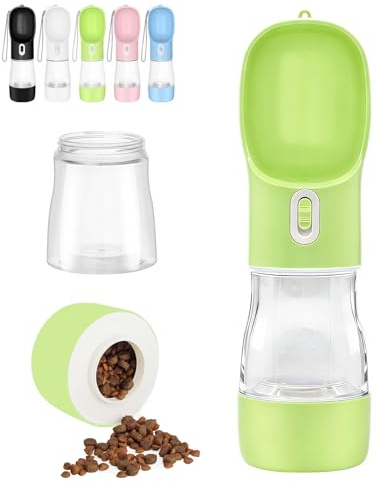 Gourde Chien Portable Gourde Chien Promenade 258 ML, Vert | 2 en 1 Gourde pour Chien, idéal pour les promenades, pour Les Promenades Les Voyages et La Randonnée