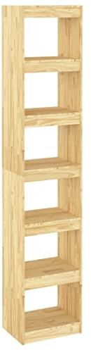 vidaXL Massivholz Kiefer Bücherregal Raumteiler mit 6 Fächern Standregal Aktenregal Raumtrenner Regal Wandregal Büroregal 40x30x199cm