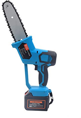 Mini Kettensäge, 8 Zoll Akku Kettensäge 21V Mini Profi Einhandsäge Handkettensäge mit Batterie für Gartenarbeit Baumbeschneidung Holzschneiden (Blau)