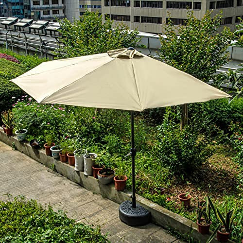 QQAA 3m Halbrundschirm Sonnenschirm mit Sockel, Balkonschirm, UV 50+, Leicht zu Öffnen und zu Schließen, Terrassen-Schirm mit Kurbel für Garten, Terrassen, Höfe, Markt (Color : Grey White Color)