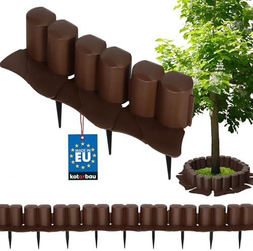 KOTARBAU® Rasenkante Kunststoff 10 cm hoch, Beeteinfassung mit Mähkante 3m | Modulare Beetbegrenzung für Kräuterbeet, Baumumrandung rund, Abgrenzung für Blumenbeet, Beetumrandung aus PVC, Braun