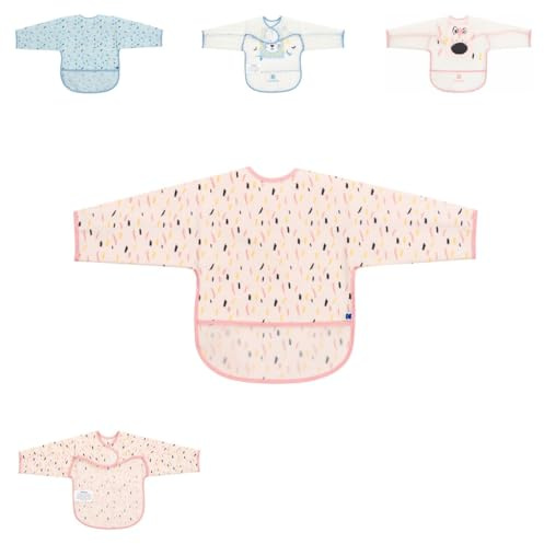 Kikkaboo Babylatz Arty Ärmel Krümelschutz, Klettverschluss, EVA, wasserdicht, Farbe:pink