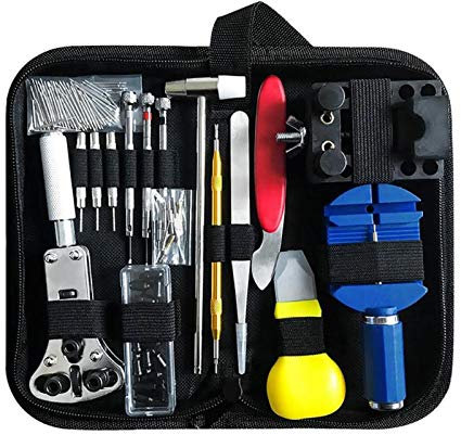 YWHWLX 147-Pcs Watch Repair Kit - Silver Modern Case Opener, Back Remover, Spring Bar Tools, Band Link Pin Set with Carrying Case