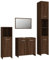 vidaXL Badmöbel Set 4 TLG., Badezimmermöbel mit Hochschrank Waschbeckenunterschrank Badspiegel, Badschrank mit viel Stauraum, Waschtischschrank Badezimmermöbel, Braun Eichen Optik Holzwerkstoff