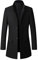 Liebeimmer Men's Classic Single Breasted Woolen Pea Coat Mid Long Trench Coat Gentleman Notched Collar Stylish Business Overcoat,Shipping 7 Days Black