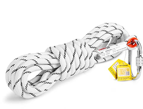 HAMIMI kletterseil Outdoor-Seil sicherungsseil Nylon Statisches Seil Rettungsseil Hochfestes Seil mit 2 Stahlhaken für Arbeiten in der Höhe/Feuerleiter/Abseilen/Sport Camping usw,11mm-40m