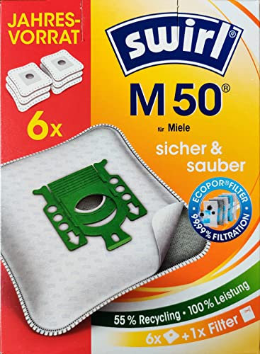 Swirl M 50-6er Pack EcoPor Staubsaugerbeutel Vorratspack M50 Jahresvorrat