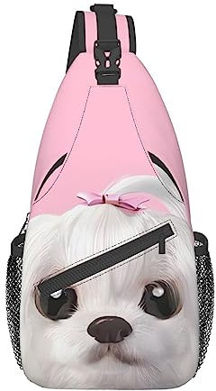 Bauchtasche mit Malteser-Motiv für Damen und Herren, verstellbarer Gürtel, lässige Brusttasche, Bauchtaschen für Reisen, Sport, Laufen, Wandern, Schwarz, Einheitsgröße