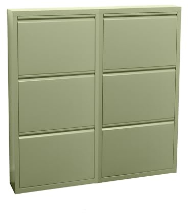 ebuy24 Schuhkommode Schuhkipper Metall Klappschrank - Schuhschrank Pisa 6 Klappen grün 100x106x16 cm für 18 Schuhe schmal hoch