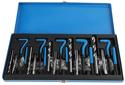 Trintion 131-tlg Gewindereparatur Gewinde Reparatur Satz Einsätze Gewindereparatursatz Tragbar Gewinde Reparatur Satz mit M5 M6 M8 M10 M12 für Motorreparatur Automobilanwendungen (Rot)