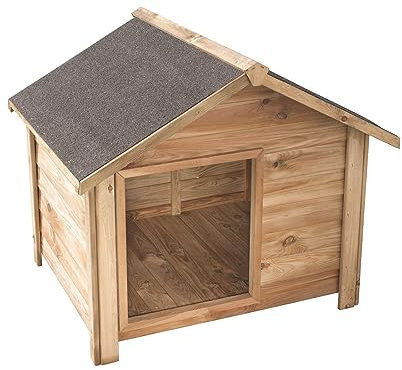 VOSS.PET Hundehütte aus Kiefernholz mit Bitumenfilz, Willow 90x80x81,8cm, Hundehaus, Outdoor-Hütte, Kleintierhaus für drinnen und draußen, Holzhütte für mittelgroße bis große Hunde