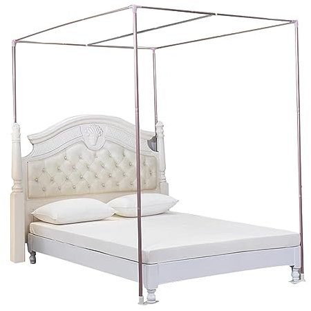 Rose Gold Canopy Bed Frame Post Poles 4 Corners Canopy Bed Frame Post Poles Aluminum Alloy for Girls & Adults Bedroom Decoration Accessories,1.8 * 2.2m