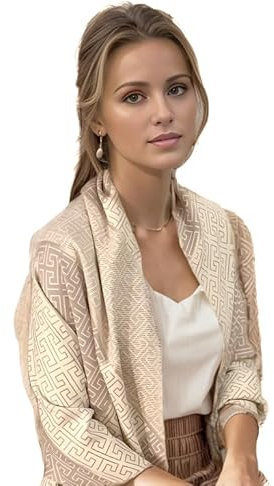 LA FERANI Damen Kaschmir Schal 185x65cm Winter Kaschmirschal beige weiß Halstuch Wollschal Wolle Business Style Damenschal