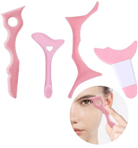 4 pcs Multifunctional Eyeliner Stencils Set, Winged Tip Eyeliner Tool with Beauty Ruler, Eyebrow Aid, Eye Makeup Aid, Reusable Silicone Makeup Tool for Beginners, Eyelash, Eyebrow