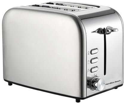 Hamilton Beach Rise 2-Slice Toaster, Brushed & Polished, Stainless Steel, 6 Variable Browning Levels, Removable Crumb Tray, Defrost, Cancel & Reheat Settings, 850W - HB1718B2, Silver