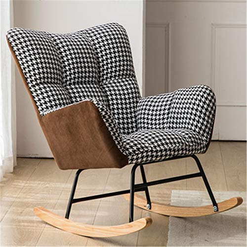 KOHARA Schaukelstühle Nordic Home Freizeit Faules Sofa Schlafzimmer Balkon Moderner minimalistischer Wohnzimmer-Lounge-Stuhl Einzelner Kleiner Schaukel-Schaukelstuhl