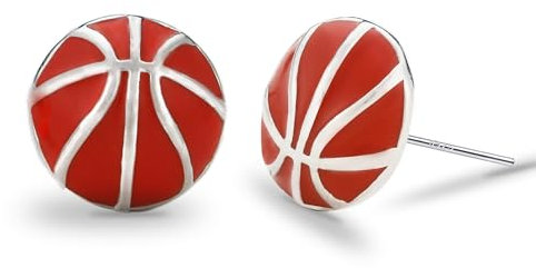 SIXDUTON Ohrringe aus 925 Sterling Silver für Damen Frauen, Fasching Schmuck Sportlich Ohrring Fans Stil für Fußball Zierliche Ohrstecker Geschenk (Basketball)