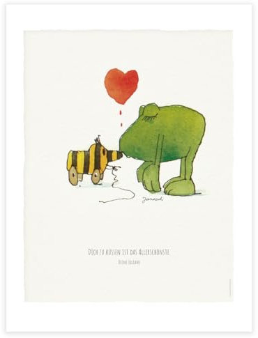 Janosch Ein Kuss – Hochwertiger personalisierbarer Kunstdruck/Poster mit Original Motiv
