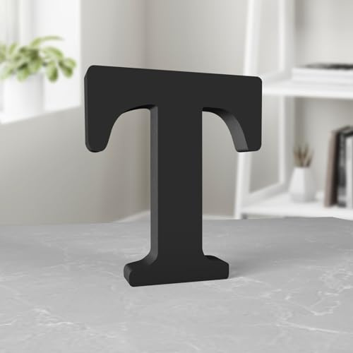 Aruatu 15,2 cm schwarze Holzbuchstaben, unlackierte Holzscheiben für Wanddekoration und Bastelprojekte