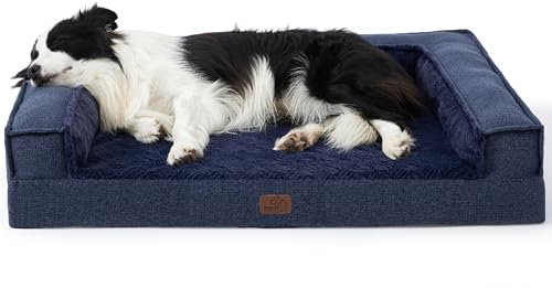 BEDSURE Orthopädisches Hundebett Große Hunde - Hundekorb, Hundekissen, Hundesofa mit Eierförmiger Kistenschaum, Kuschelig Schlafplatz in Größe 89x64x15 cm, Abnehmbar und Waschbar Hundebetten, Navyblau