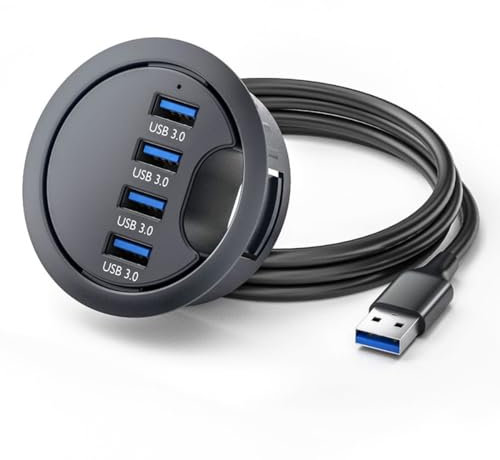 CY USB 3.0-Hub, 4-Port USB 60 mm Schreibtischtülle Splitter Dockstation-Schnittstelle 5 Gbit/s für Desktop-PC